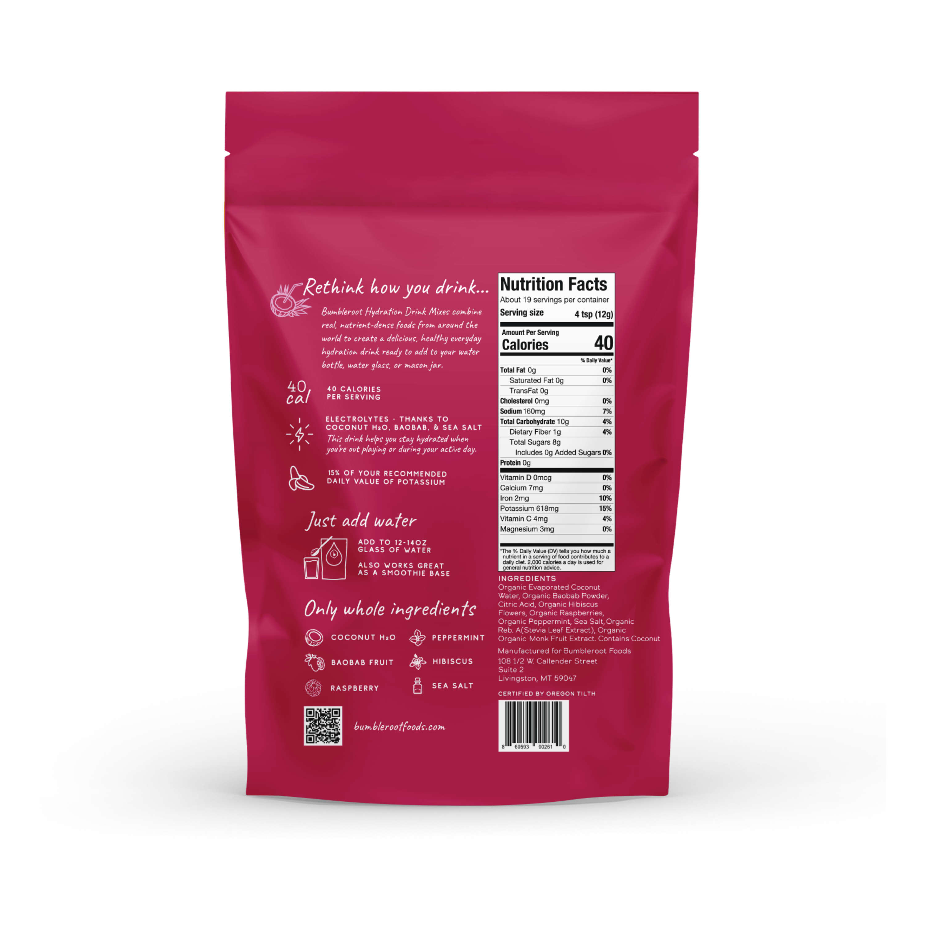 Organic Hydration Drink Mix (Raspberry Hibiscus Mint)